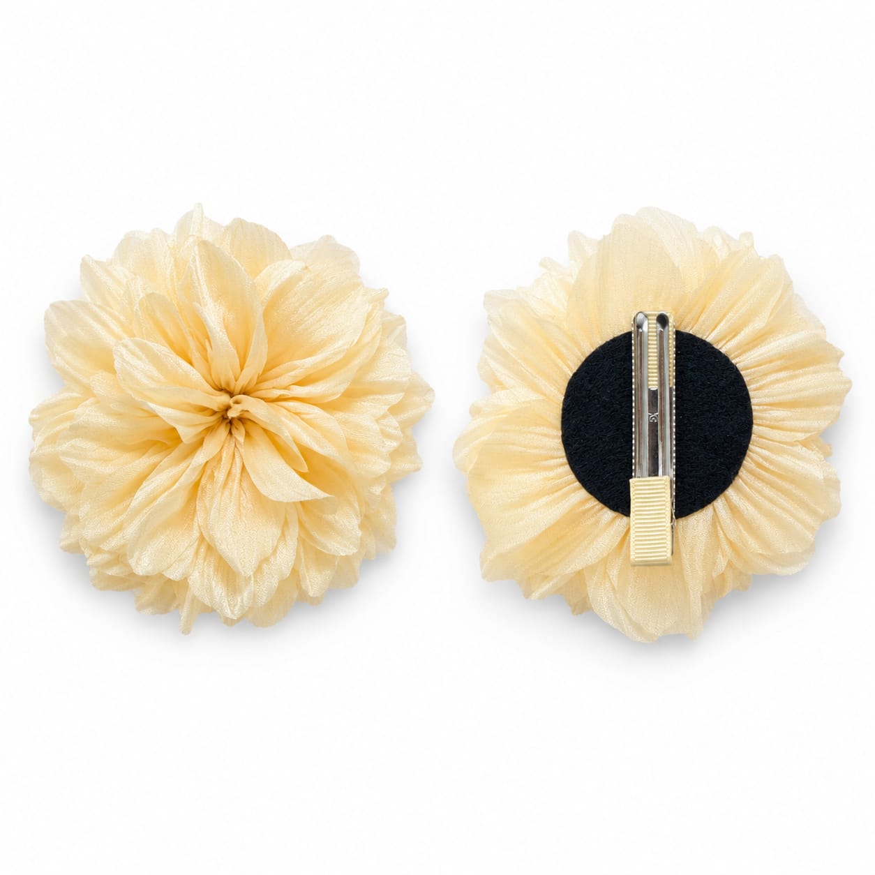 Butter yellow chiffon flower hair clip