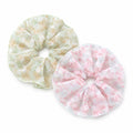 Floral organza scrunchies in sage and blush