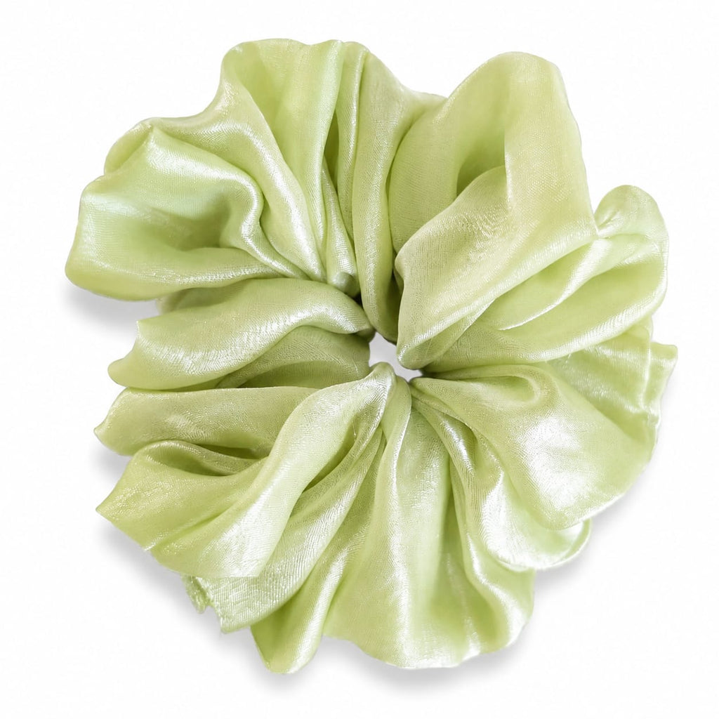 Green silk organza oversized scrunchie