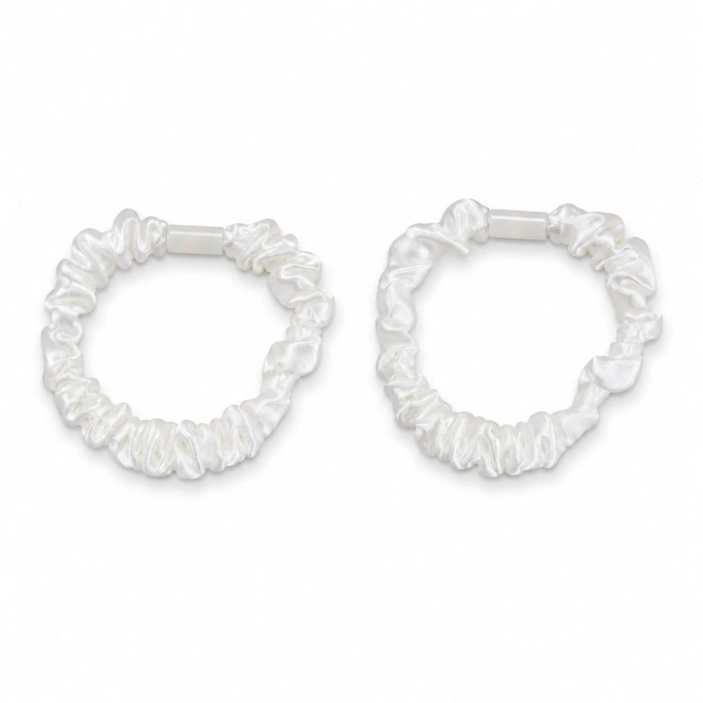 Pearl satin mini scrunchies
