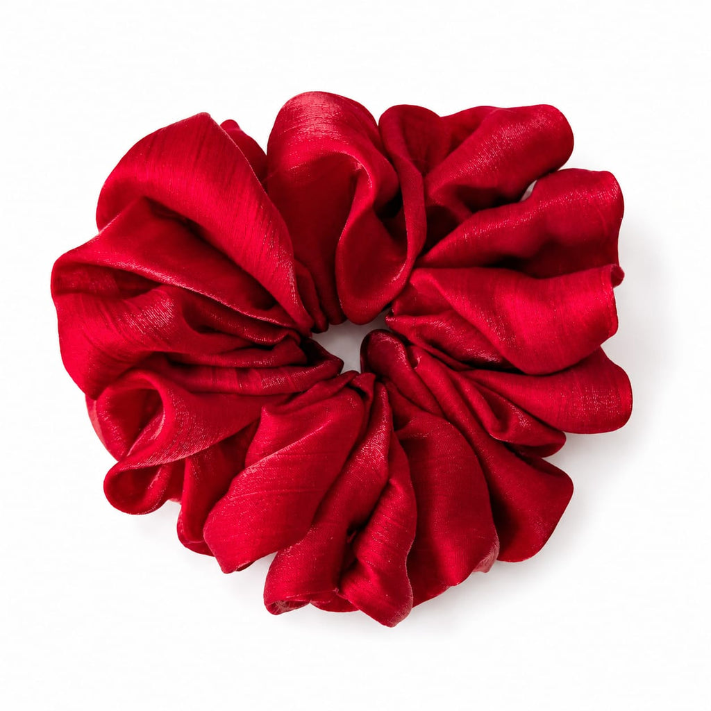 Red silk organza oversized scrunchie