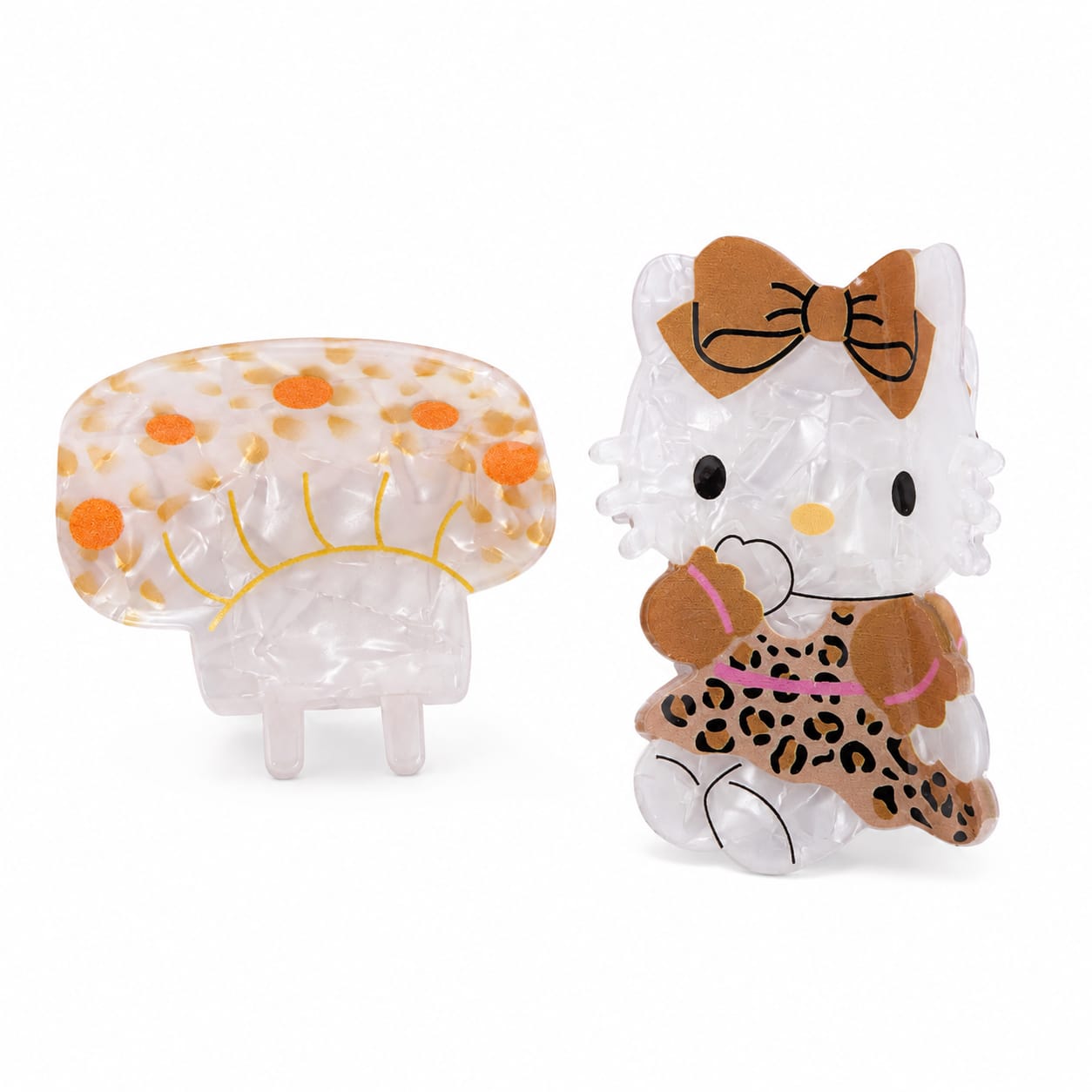 Kitty and mushroom acetate claw clips