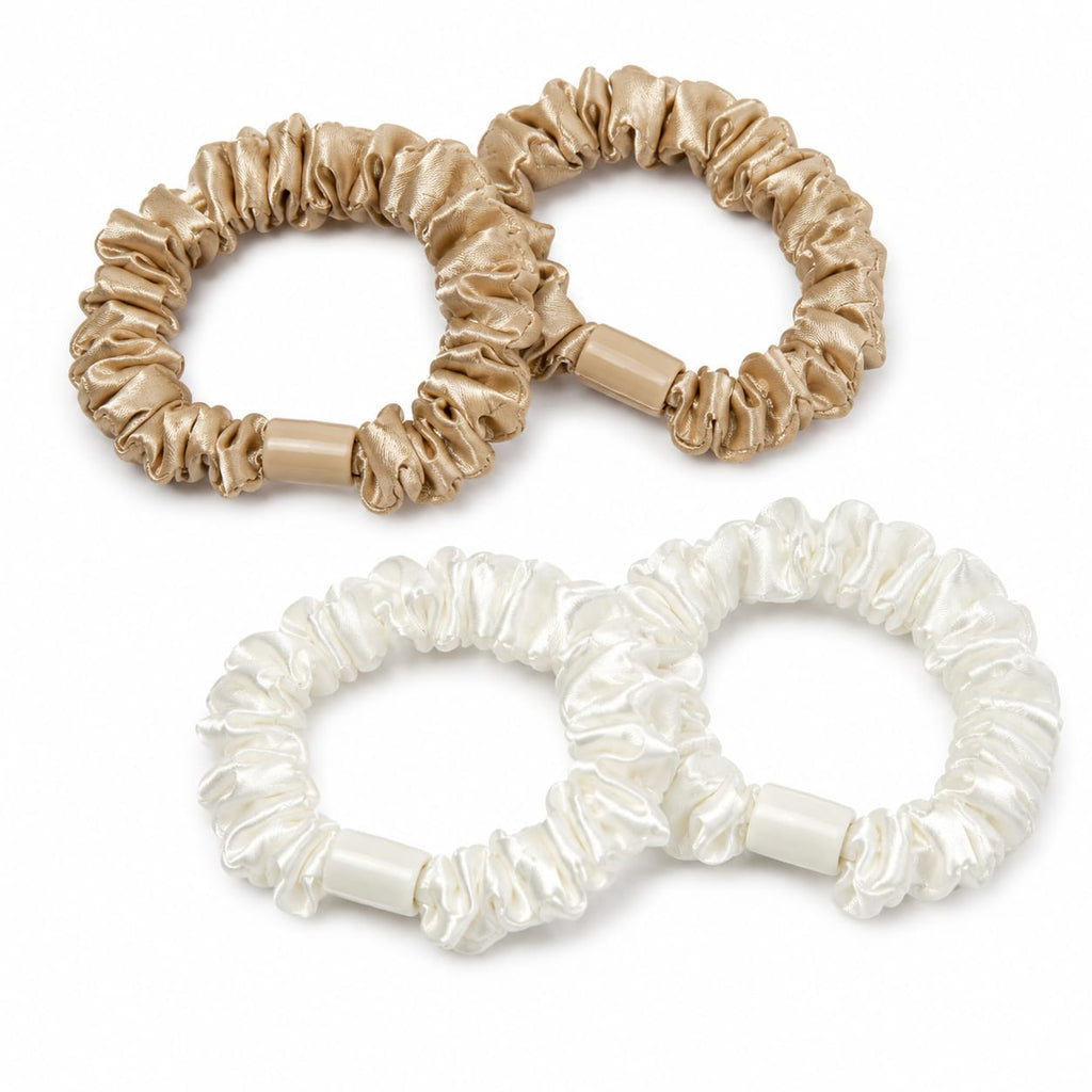 Gold and pearl satin mini scrunchies